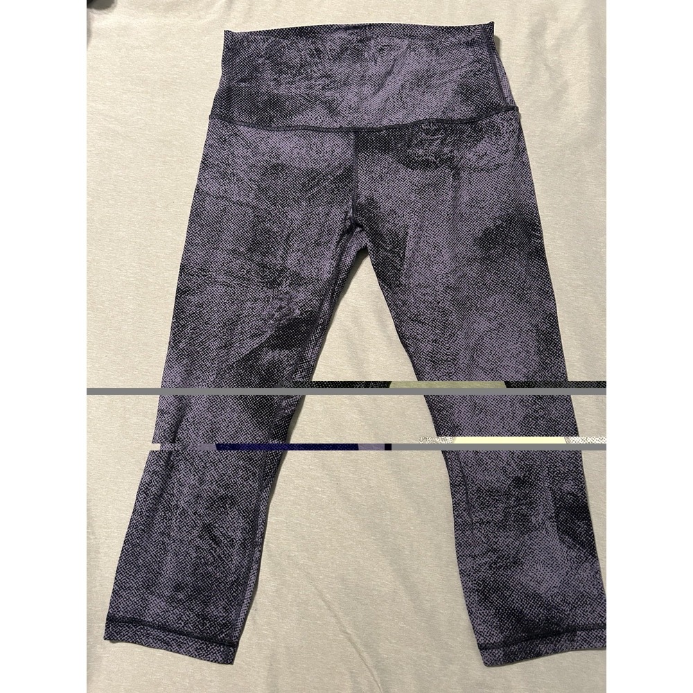 Lululemon Align Crop Size 10 Pixel Print Purple Quartz Black Yoga Gym Pants
